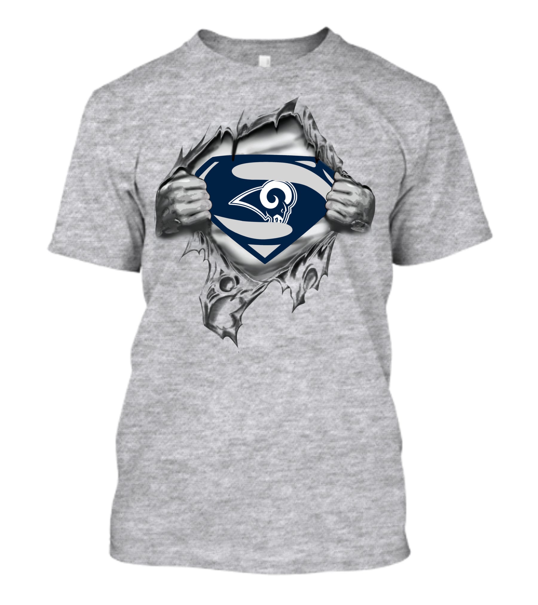 Los Angeles Rams Superman Logo Breaking Through T-Shirt