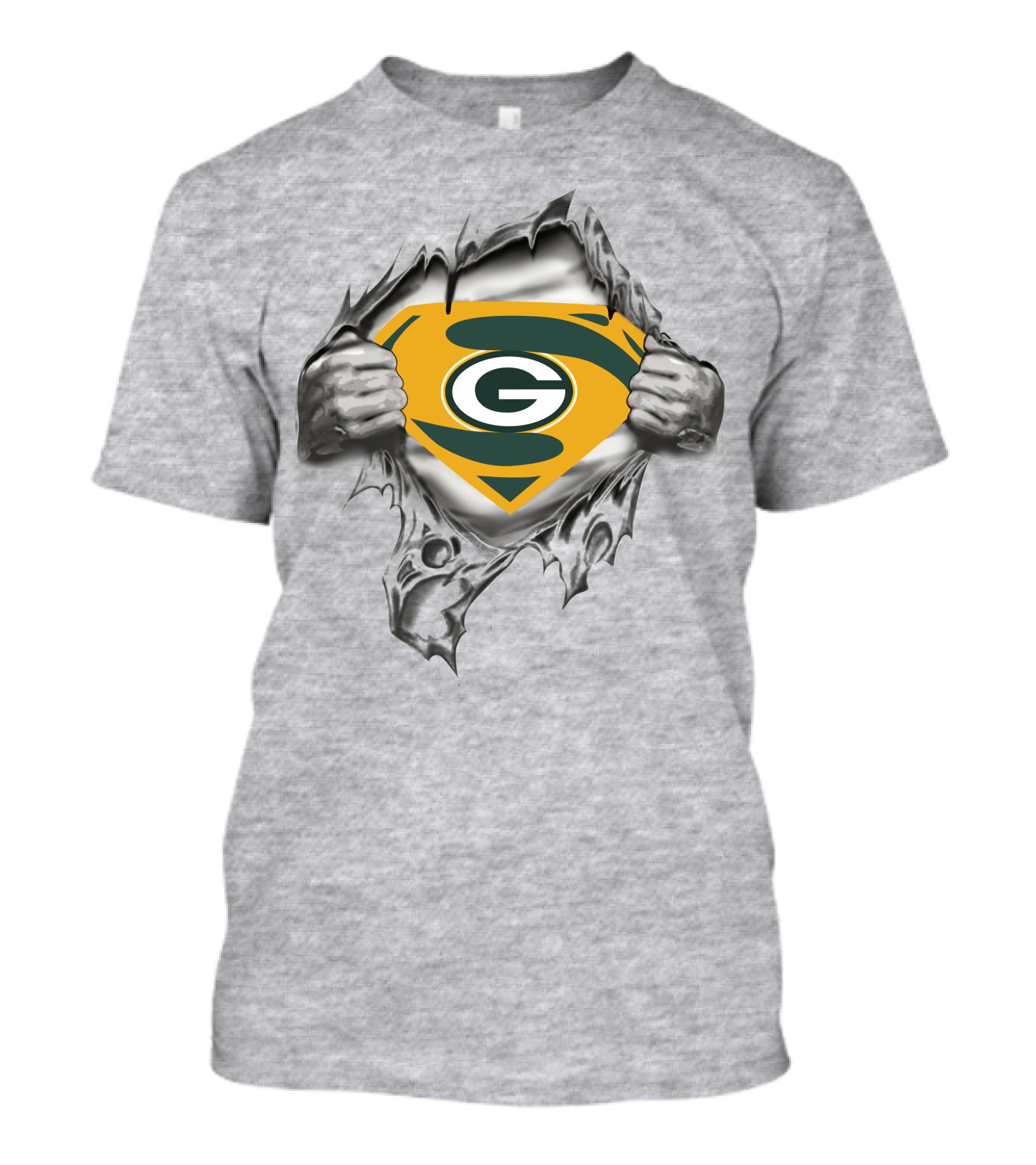 Green Bay Packers Superman Logo Tear Open T-Shirt