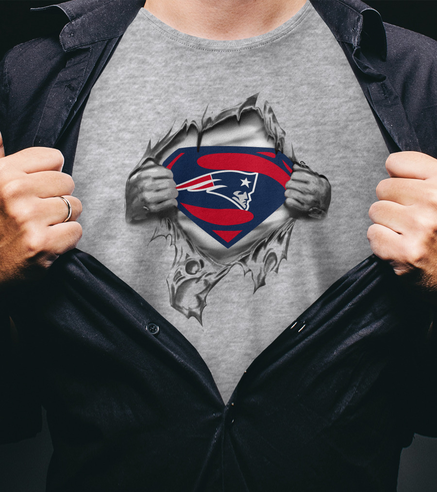 Patriots Logo Superhero Emblem With Tearing Hands T-Shirt