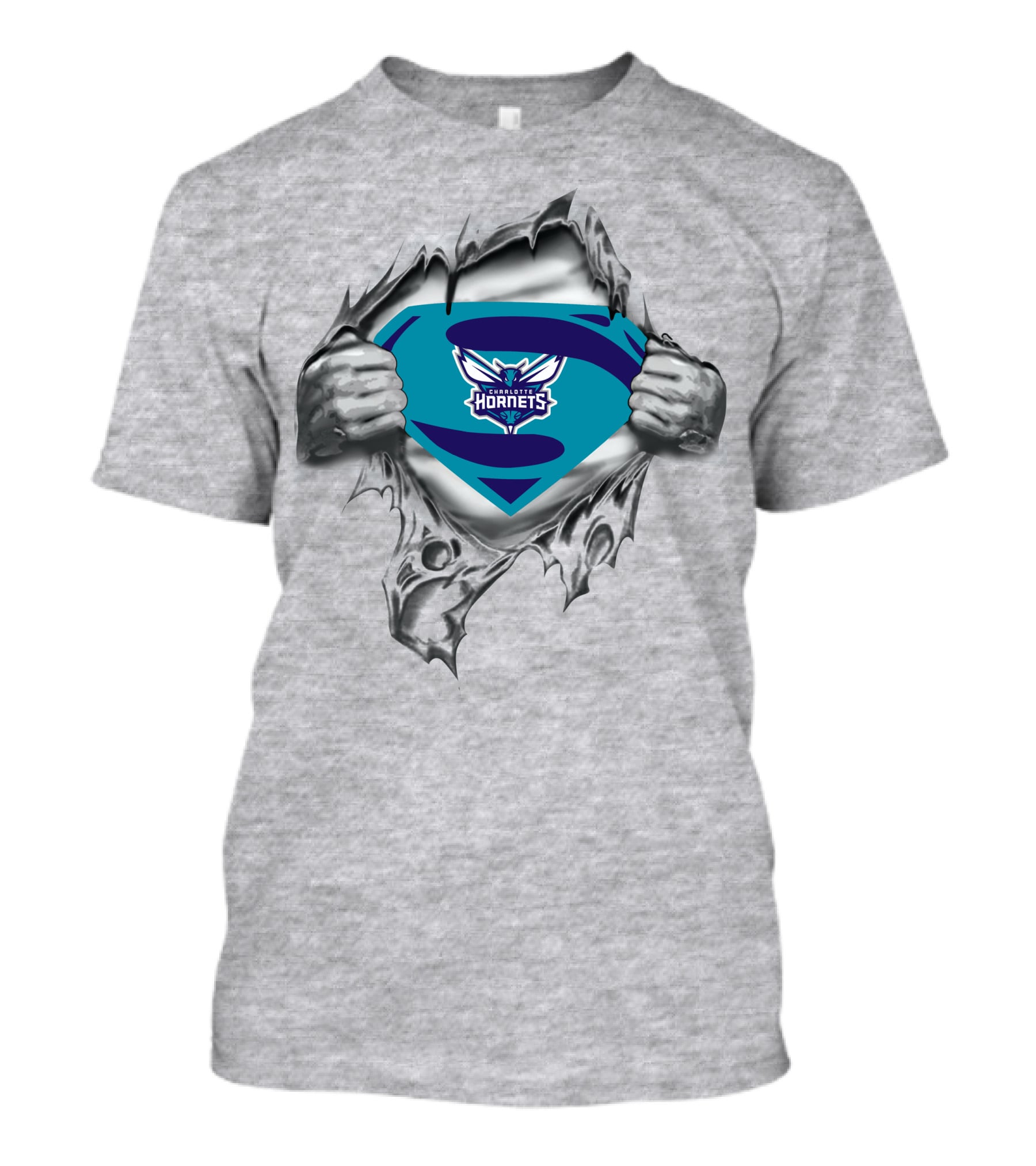 Charlotte Hornets Superman Logo Emblem Peel T-Shirt