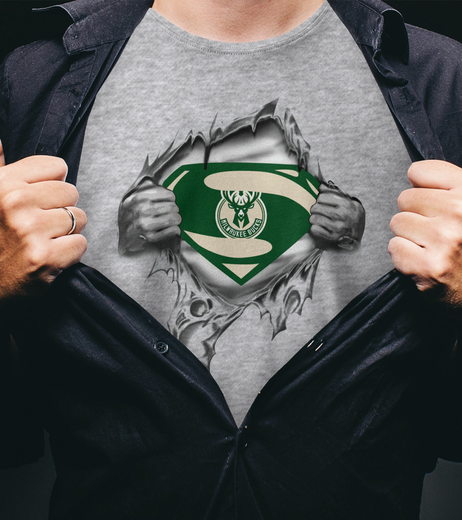 Milwaukee Bucks Superman Logo With Iconic Shield T-Shirt