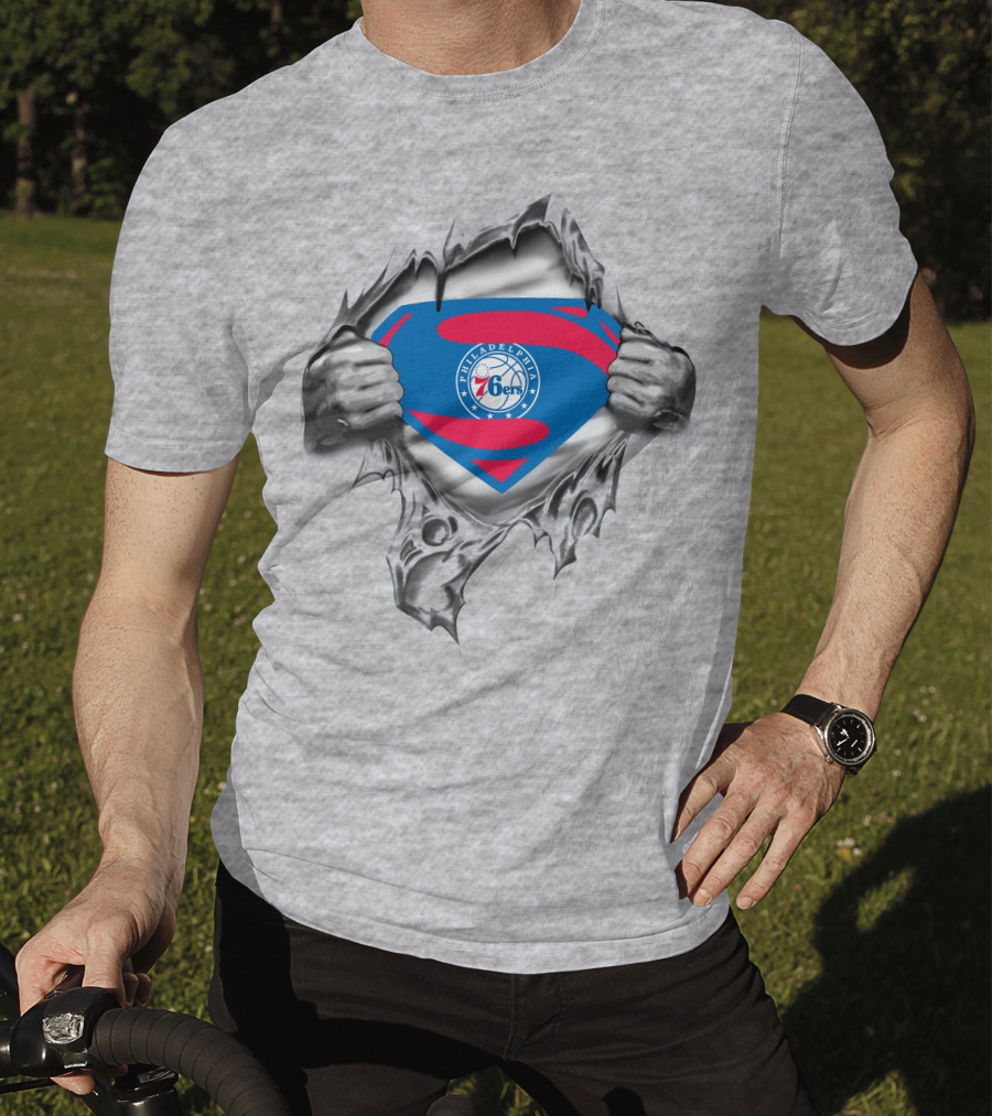 Philadelphia 76ers Superman Logo Torn Chest T-Shirt