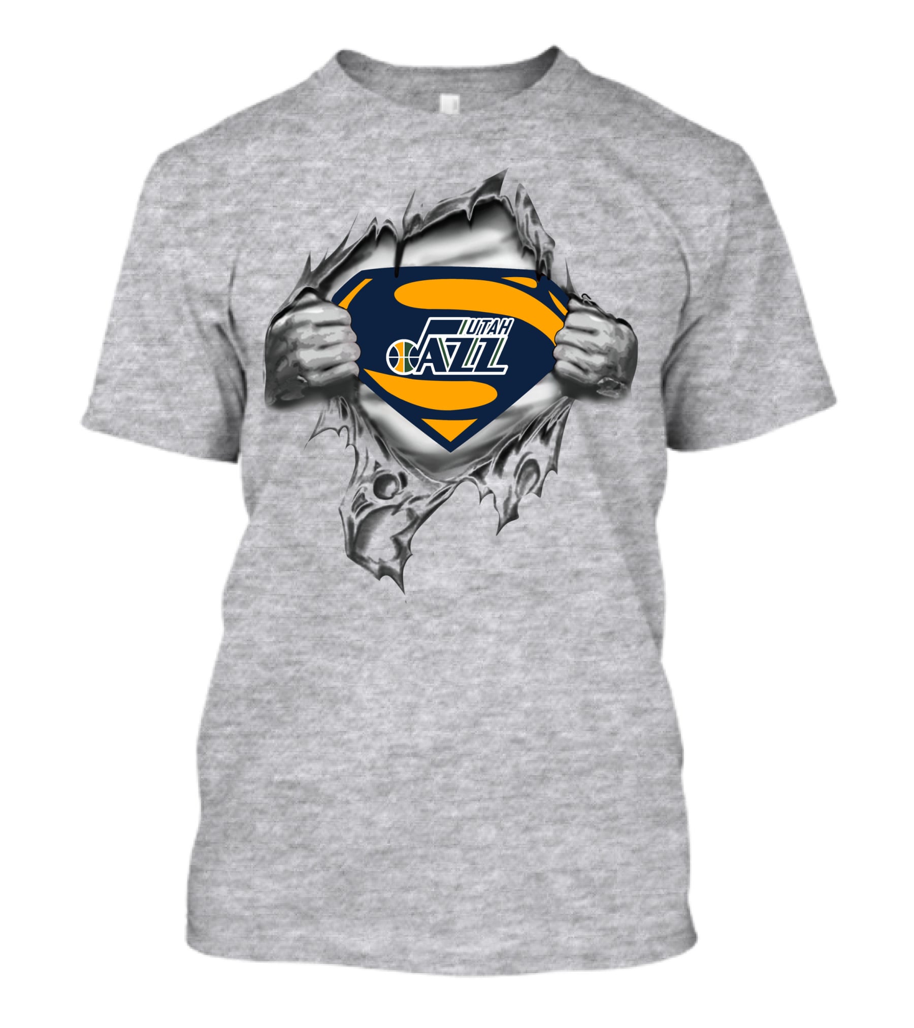 Utah Jazz Superman Logo Rip T-Shirt