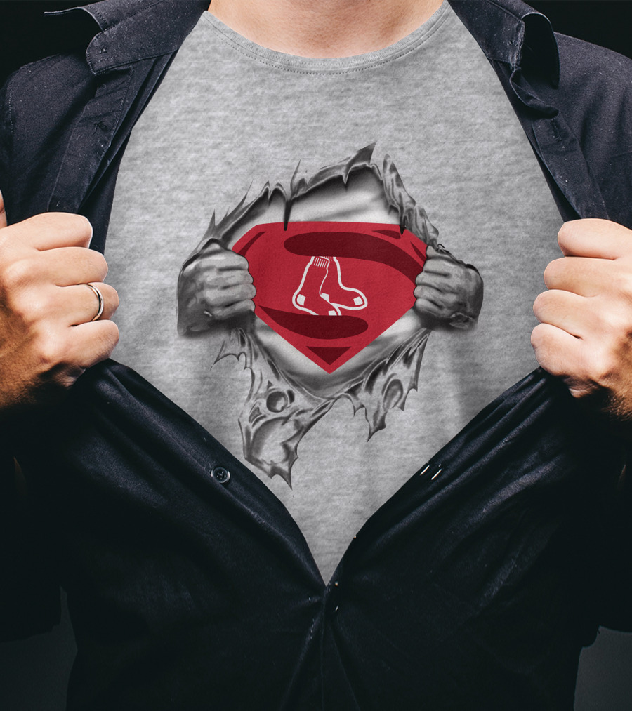 Boston Red Sox Superman Logo Rip T-Shirt
