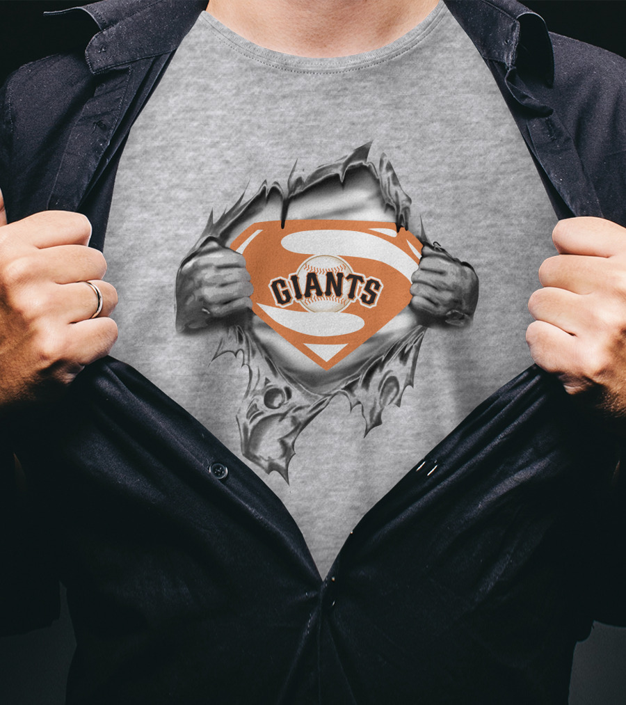 Giants Logo Inside Superman Suit Baseball T-Shirt