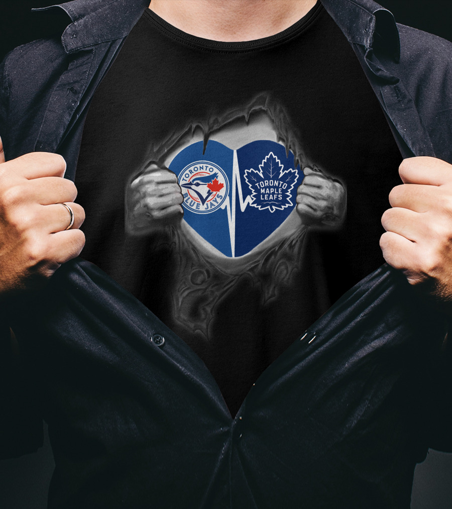 Toronto Blue Jays Maple Leafs Heart United Sports Logos T-Shirt