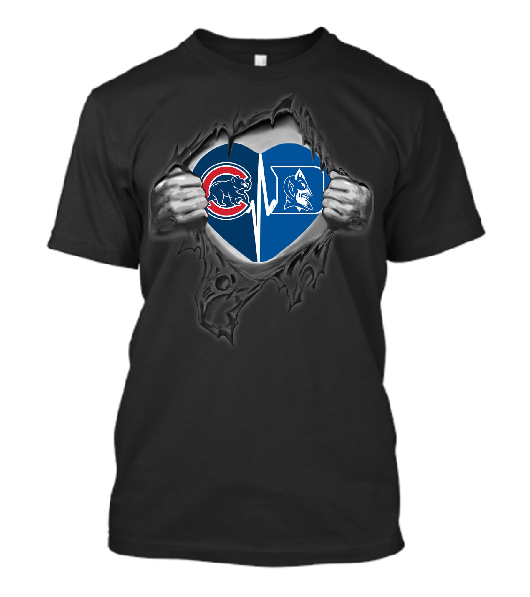 Cubs Duke Heartbeat Distressed Ripped T-Shirt