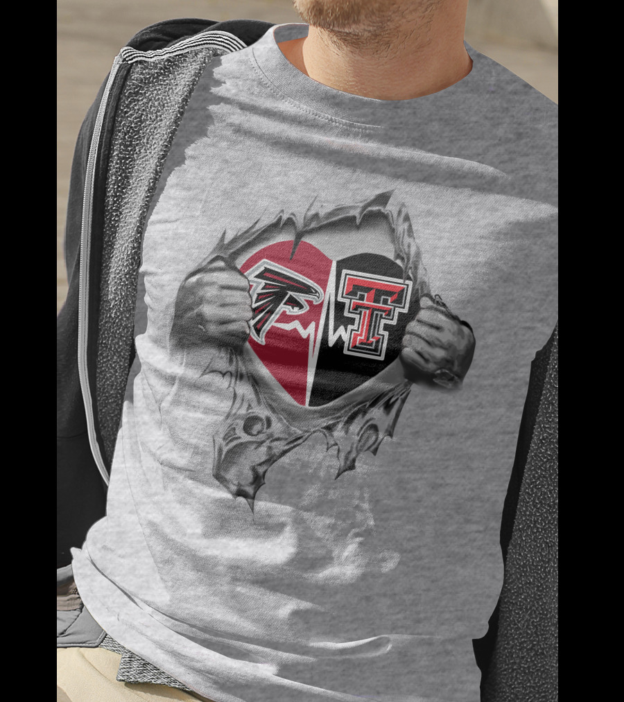 Falcons Texas Tech Heart Torn Open Competition T-Shirt