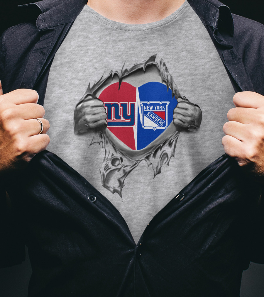 New York Giants New York Rangers Fan Heart T-Shirt
