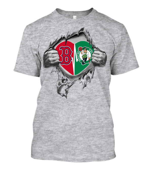 Redsox Celtics Heart With Boston Team T-Shirt