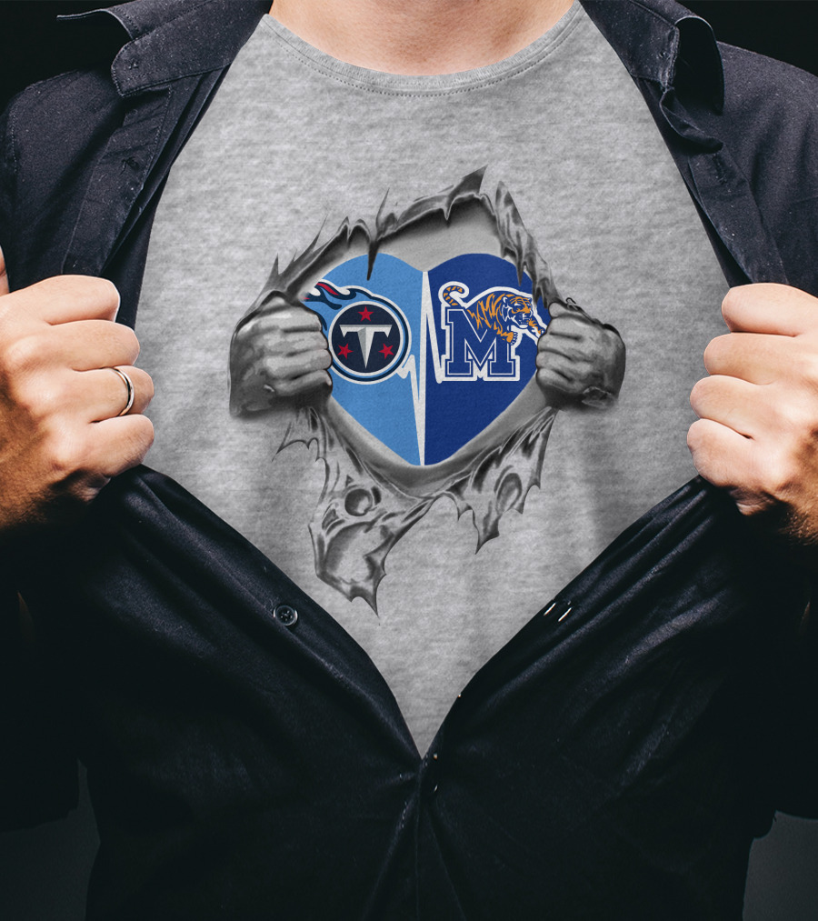 Titans Memphis Tigers Heart T-Shirt