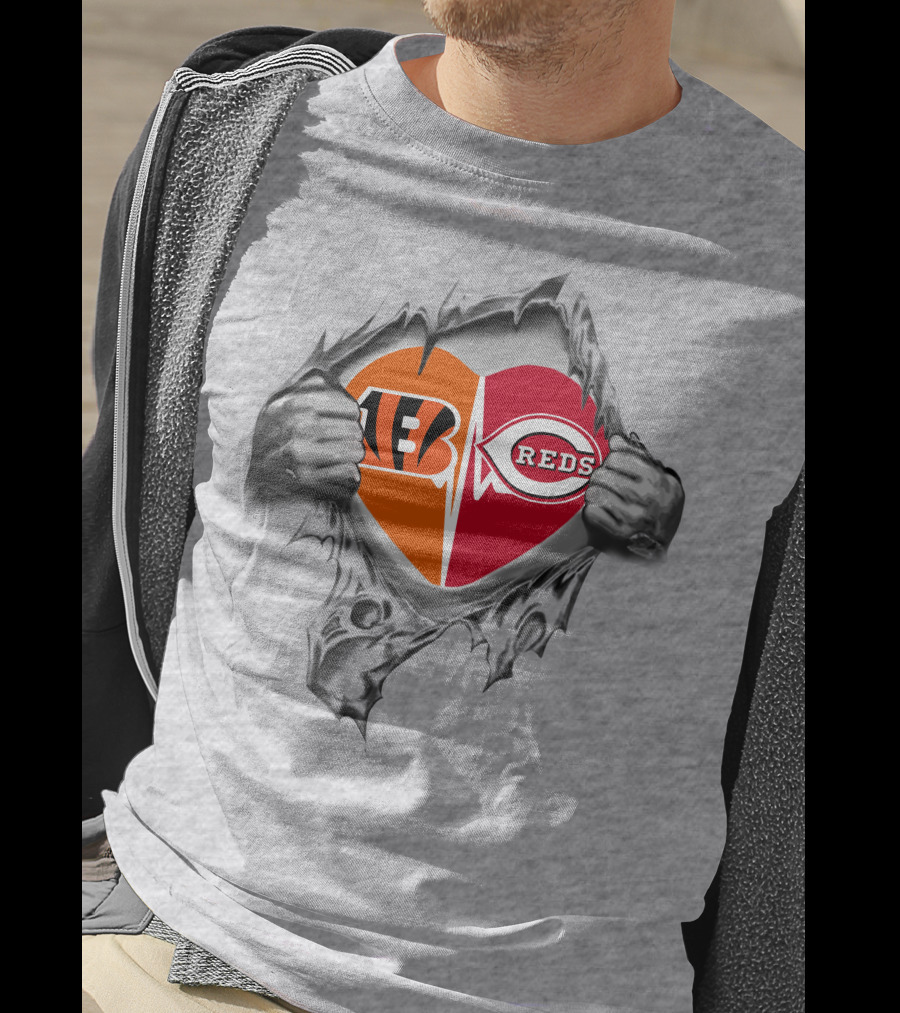 Bengals Reds Heartbeat Echoing Through My Soul T-Shirt