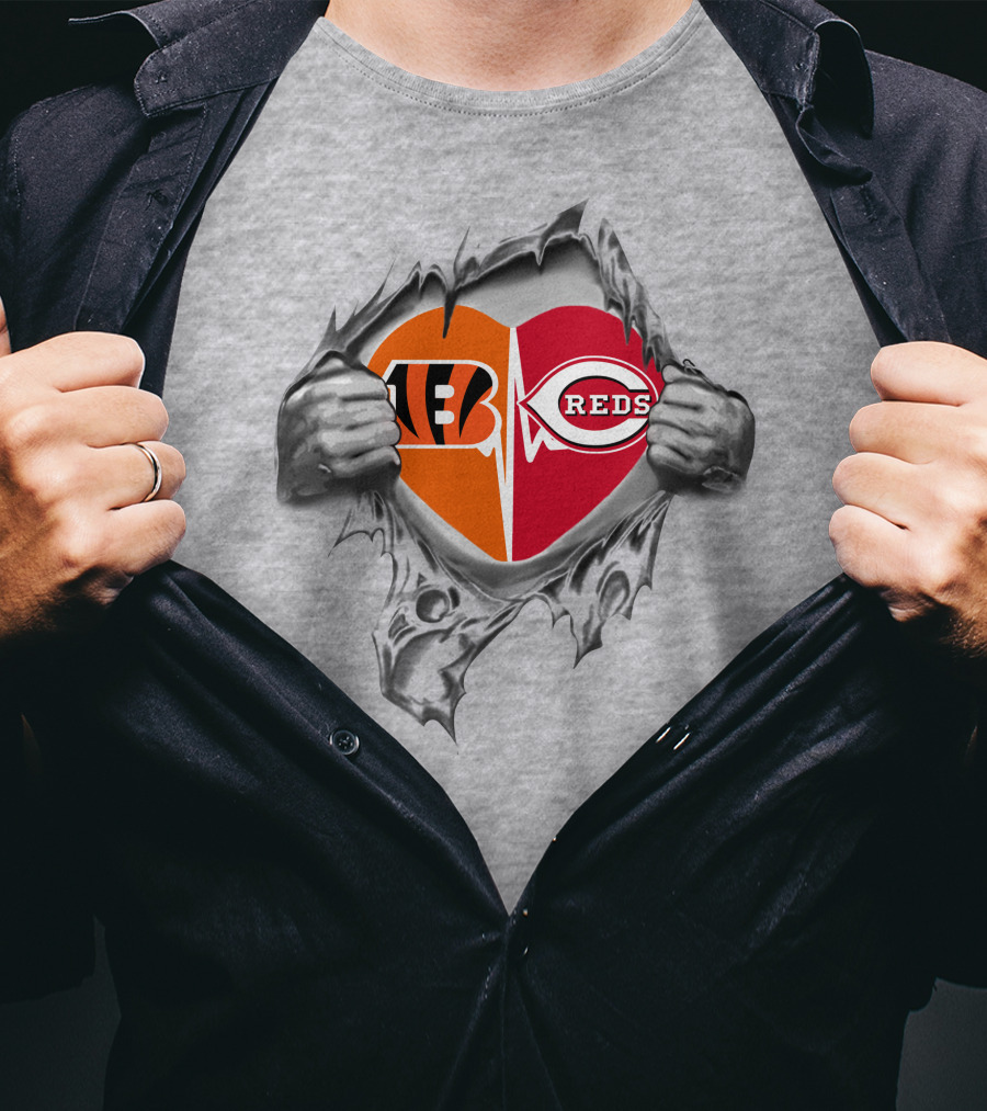 Bengals Reds Heartbeat Echoing Through My Soul T-Shirt