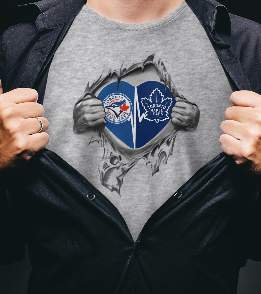Toronto Blue Jays Maple Leafs Heart Torn Jersey T-Shirt