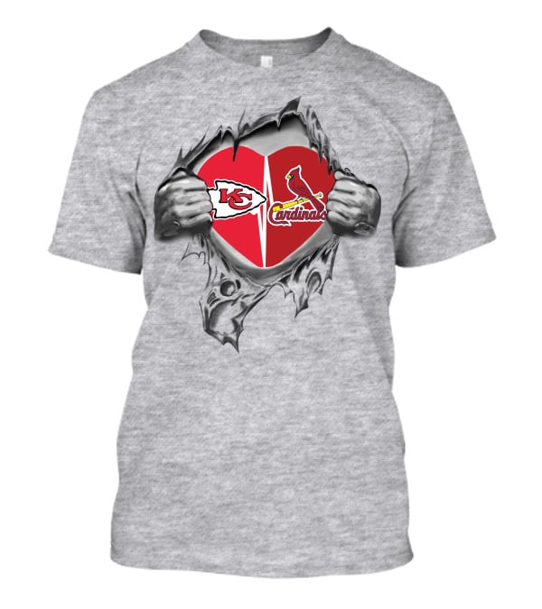 Chiefs Cardinals Heartbeat Loyalty Logo Fusion T-Shirt
