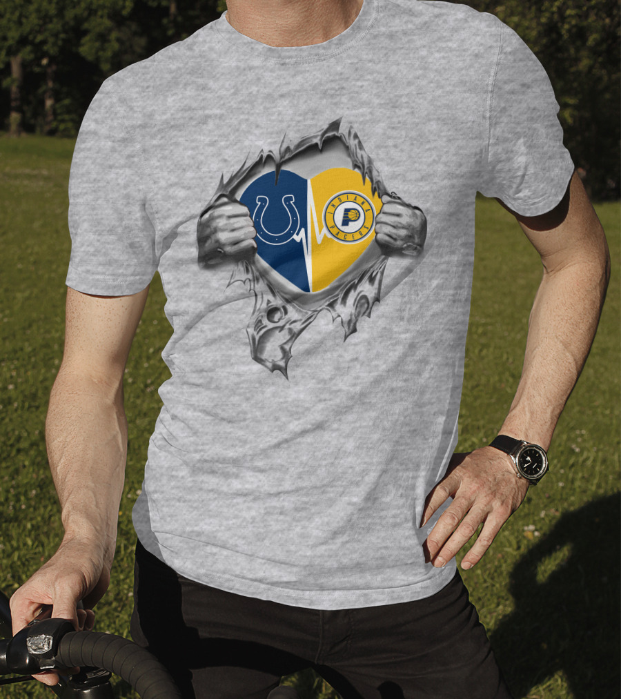 Colts Pacers Heart Rip Indianapolis Football Basketball Fandom Colts Logo Pacers T-Shirt
