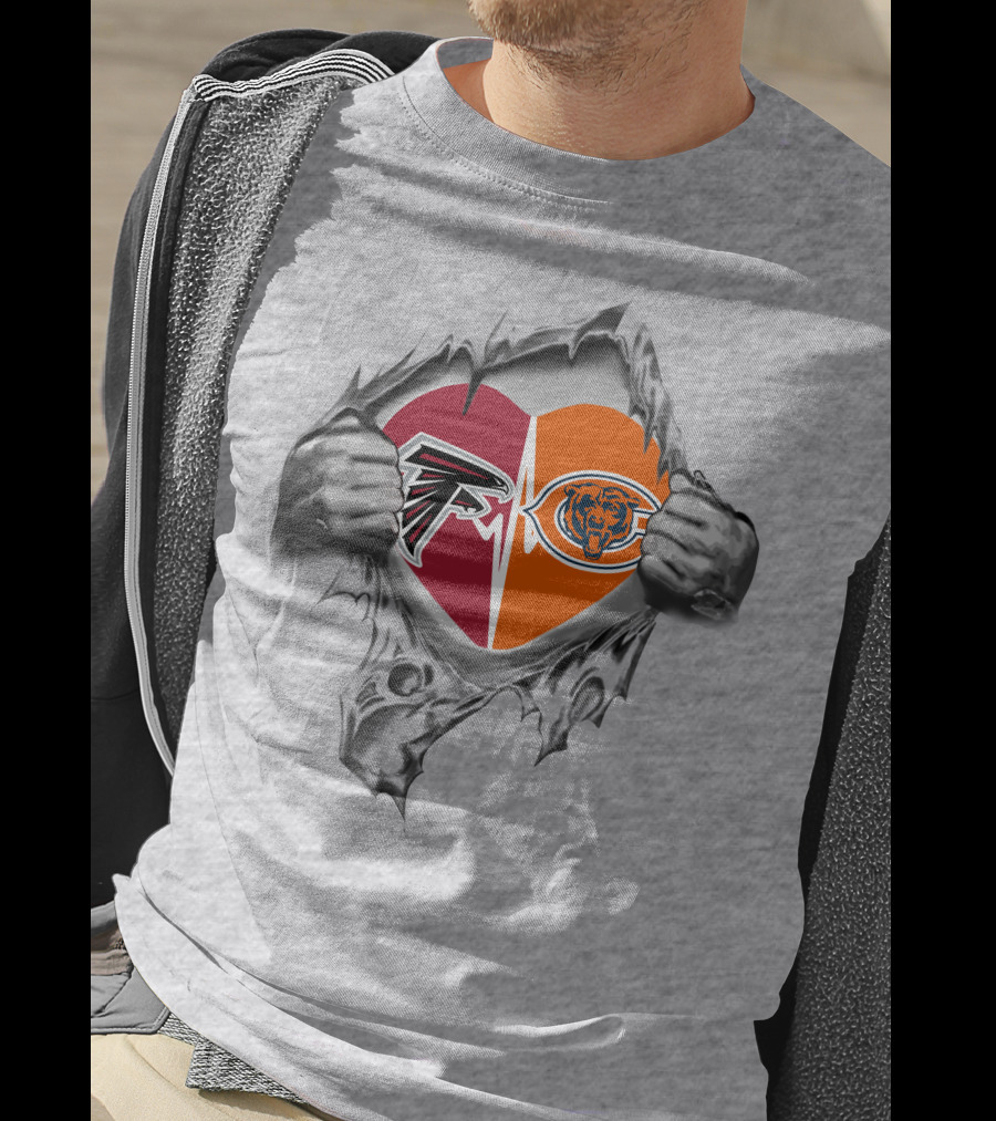 Falcons Bears Heart Logo Split T-Shirt