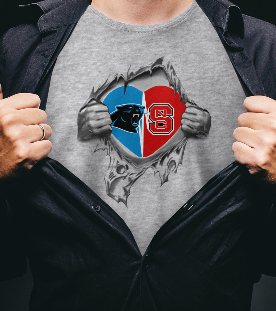 Panthers Nc State Heart Split T-Shirt