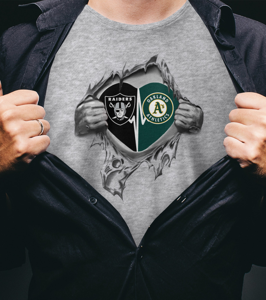 Raiders Oakland Athletics Heart Torn T-Shirt