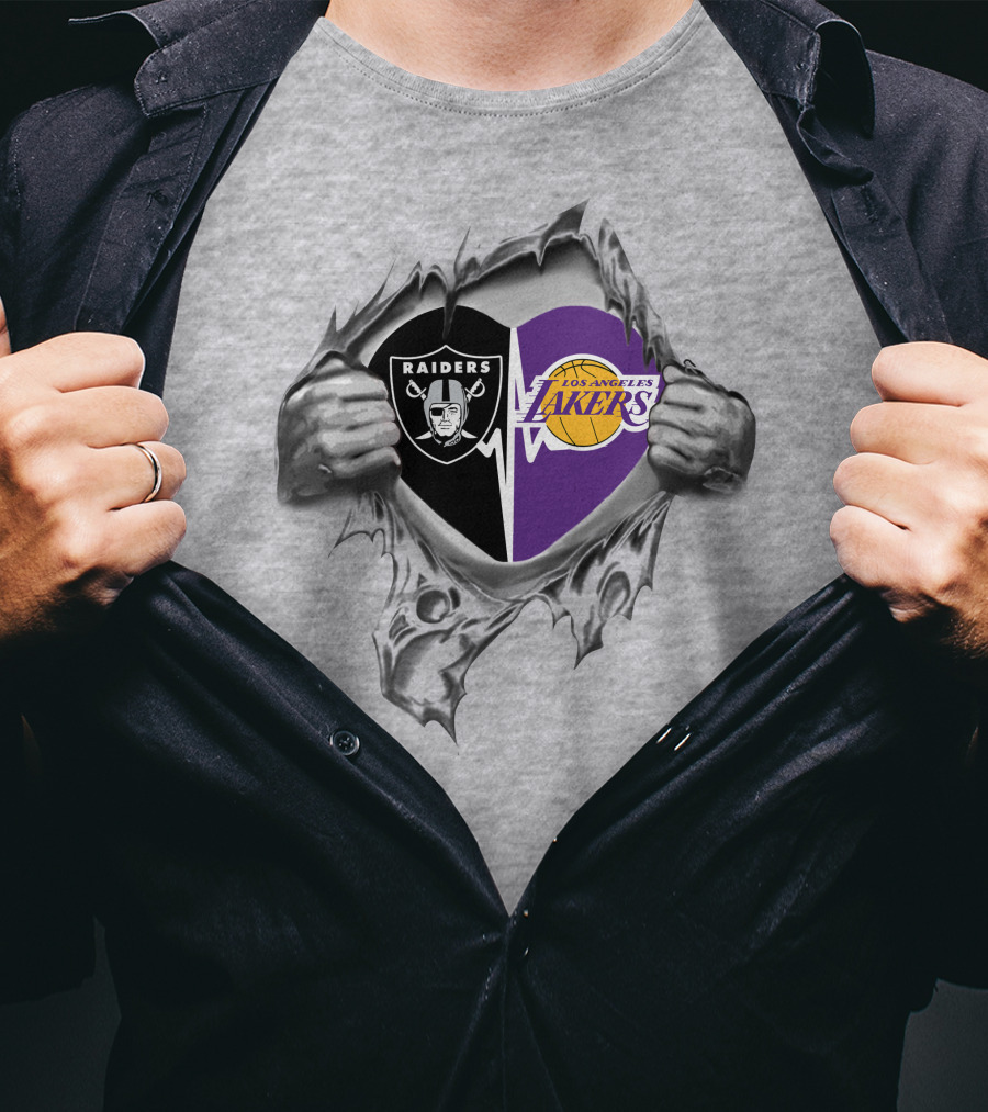 Raiders Lakers Heartbeat Passion Iconic T-Shirt
