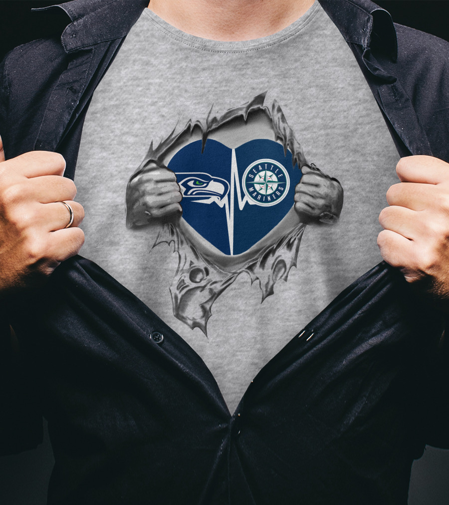 Heart Of Seattle Seahawks Mariners Passion T-Shirt