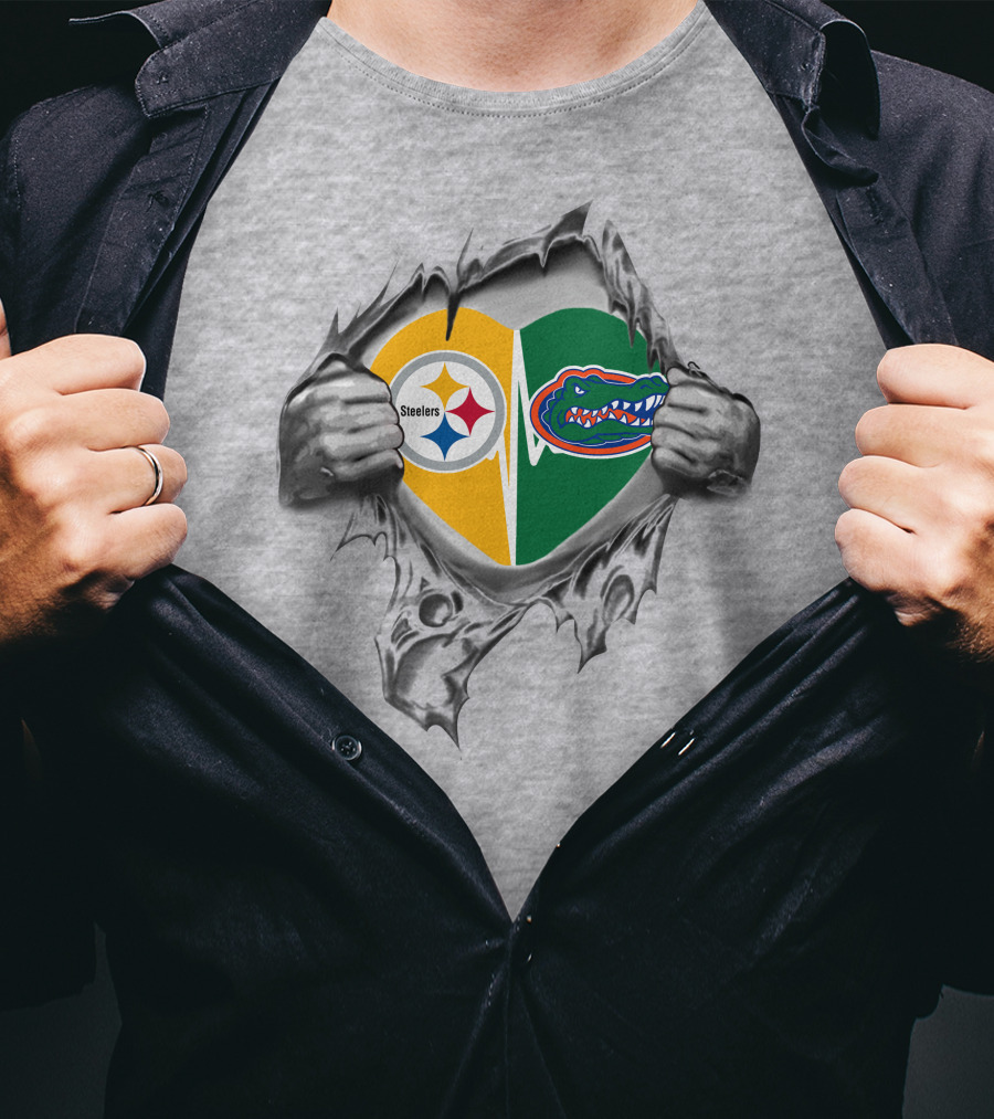 Steelers Gators Heartbeat Passion Steelers Logo Gators T-Shirt