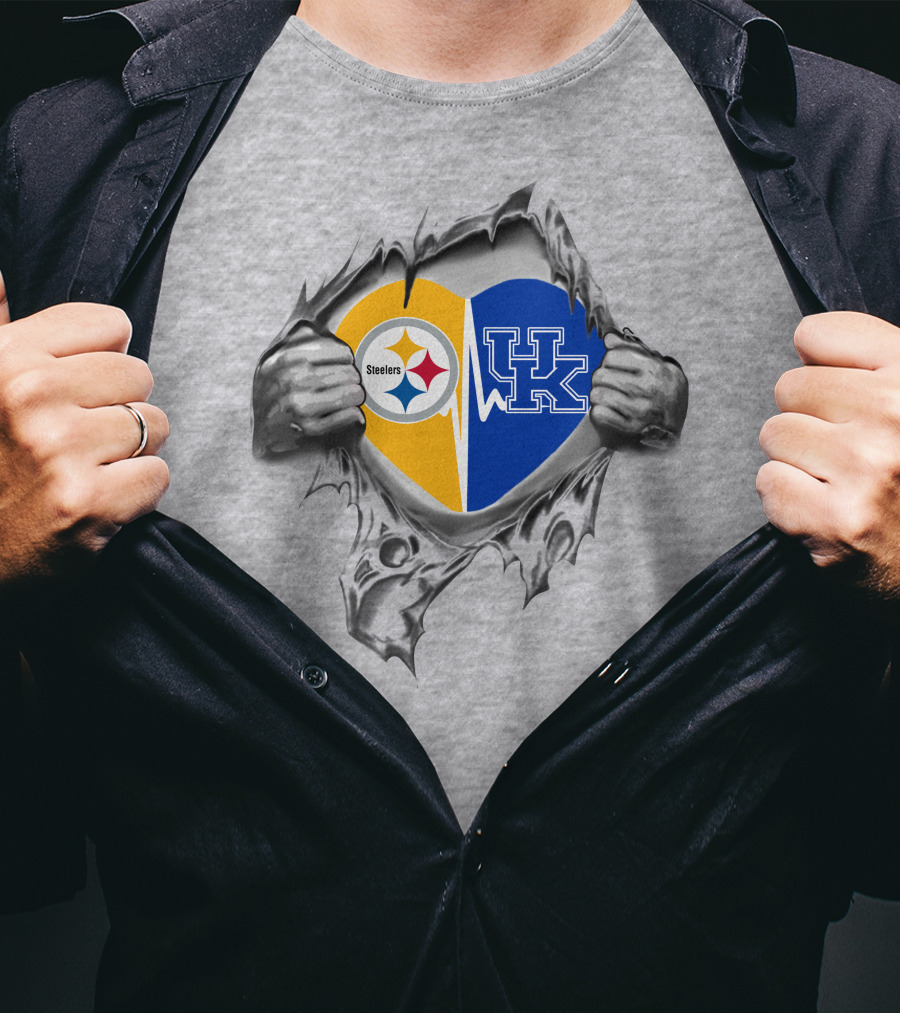 Steelers Kentucky Torn Heart Steel Uk T-Shirt