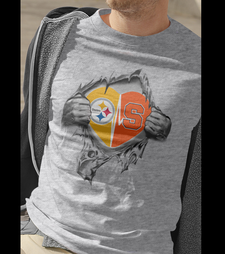 Steelers Syracuse Heart Logo Rip T-Shirt