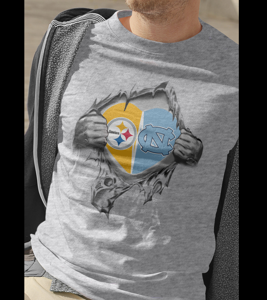 Steelers NC Tar Heels Heart T-Shirt