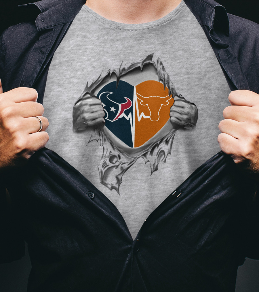 Houston Texans Longhorn Heartbeat Pride T-Shirt