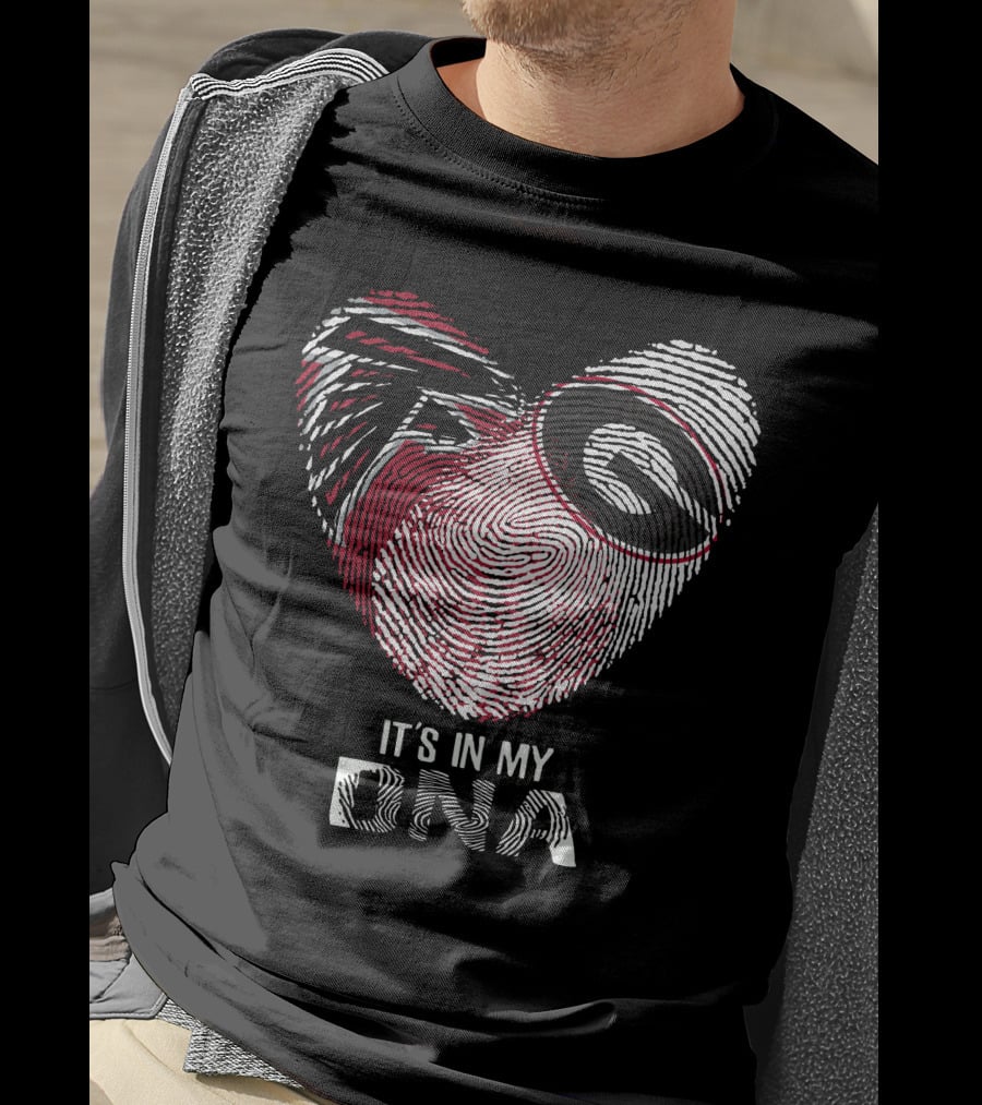 Falcons Bulldogs Heart It's In My Dna Fingerprint T-Shirt
