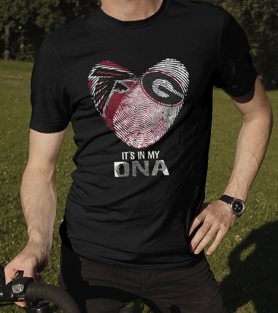 Falcons Bulldogs Heart It's In My Dna Fingerprint T-Shirt