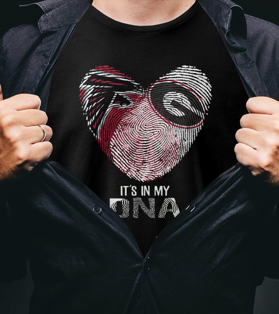 Falcons Bulldogs Heart It's In My Dna Fingerprint T-Shirt