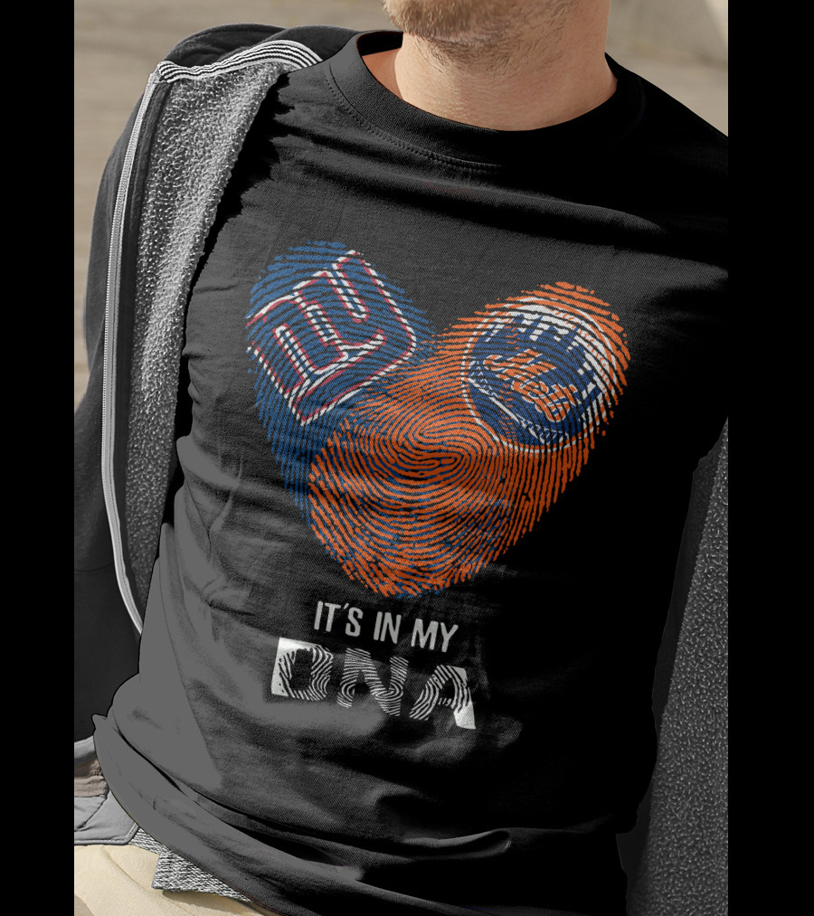 NY Giants Mets It's In My DNA Fingerprint Heart T-Shirt