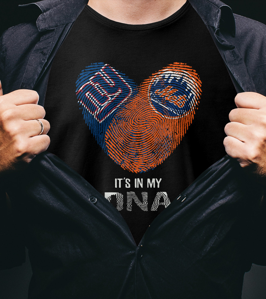 NY Giants Mets It's In My DNA Fingerprint Heart T-Shirt