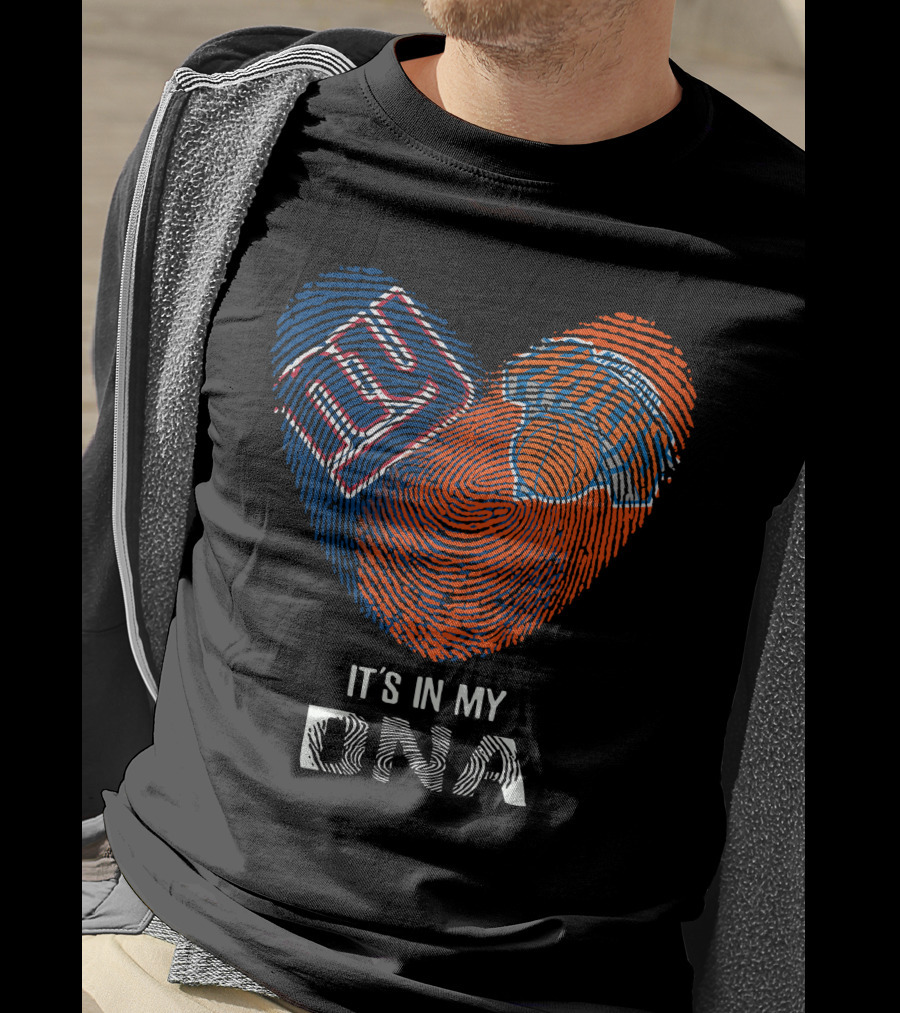 Giants Knicks It's In My DNA Fingerprint Heart T-Shirt