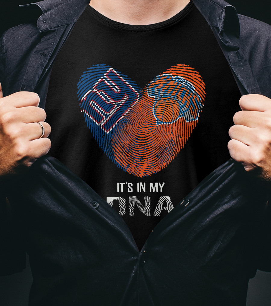 Giants Knicks It's In My DNA Fingerprint Heart T-Shirt