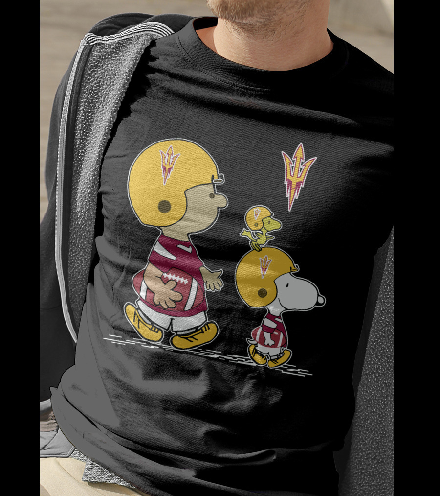 Arizona State Sun Devils Snoopy And Woodstock Football Helmets T-Shirt