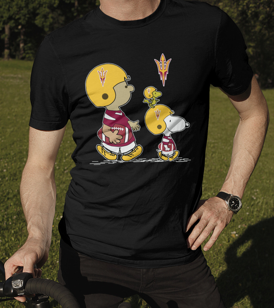 Arizona State Sun Devils Snoopy And Woodstock Football Helmets T-Shirt