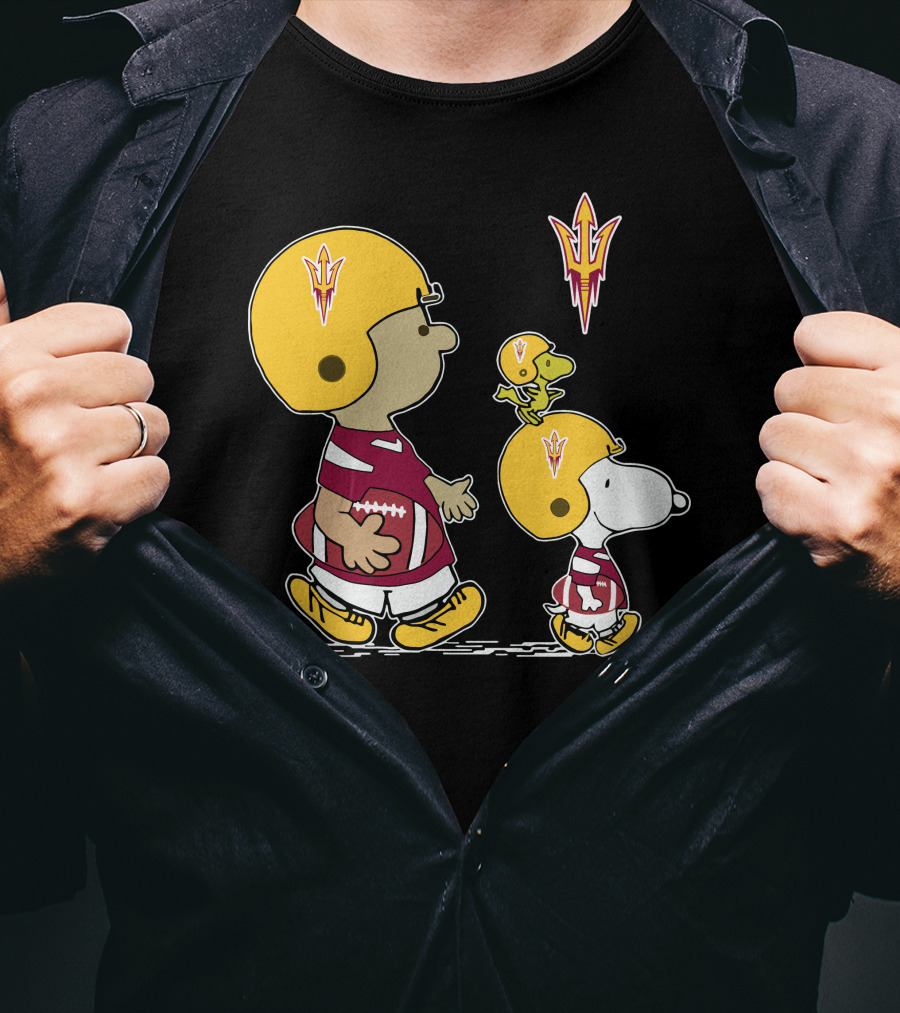 Arizona State Sun Devils Snoopy And Woodstock Football Helmets T-Shirt