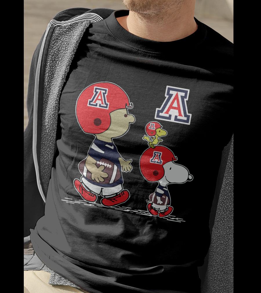 Arizona Wildcats Snoopy Football Peanuts Characters In Team Helmets T-Shirt