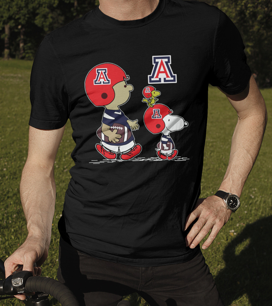 Arizona Wildcats Snoopy Football Peanuts Characters In Team Helmets T-Shirt