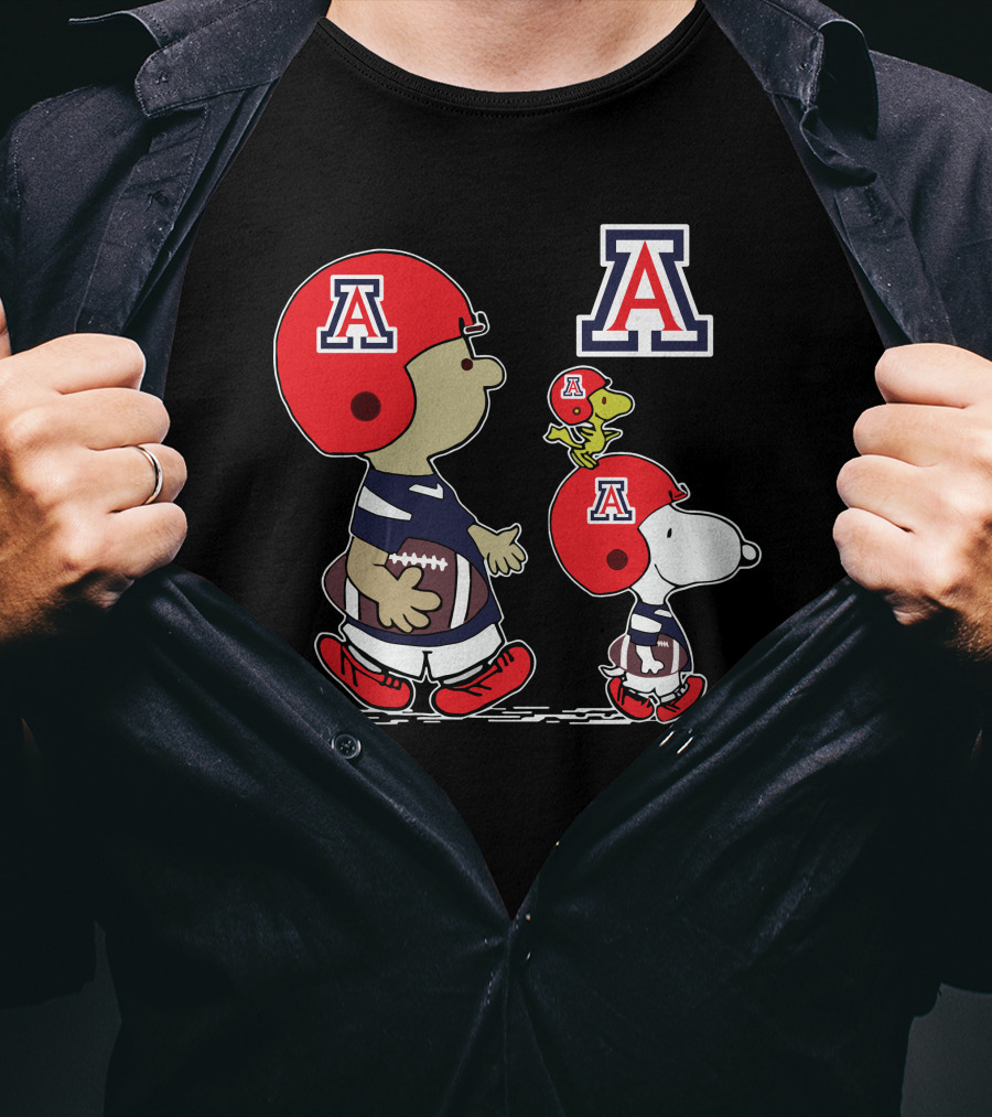 Arizona Wildcats Snoopy Football Peanuts Characters In Team Helmets T-Shirt