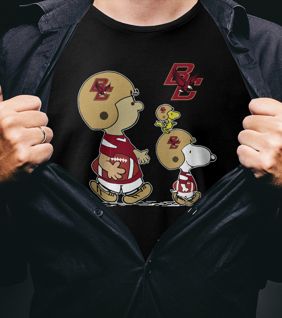 Boston College Eagles Snoopy And Woodstock Football Team Spirit T-Shirt