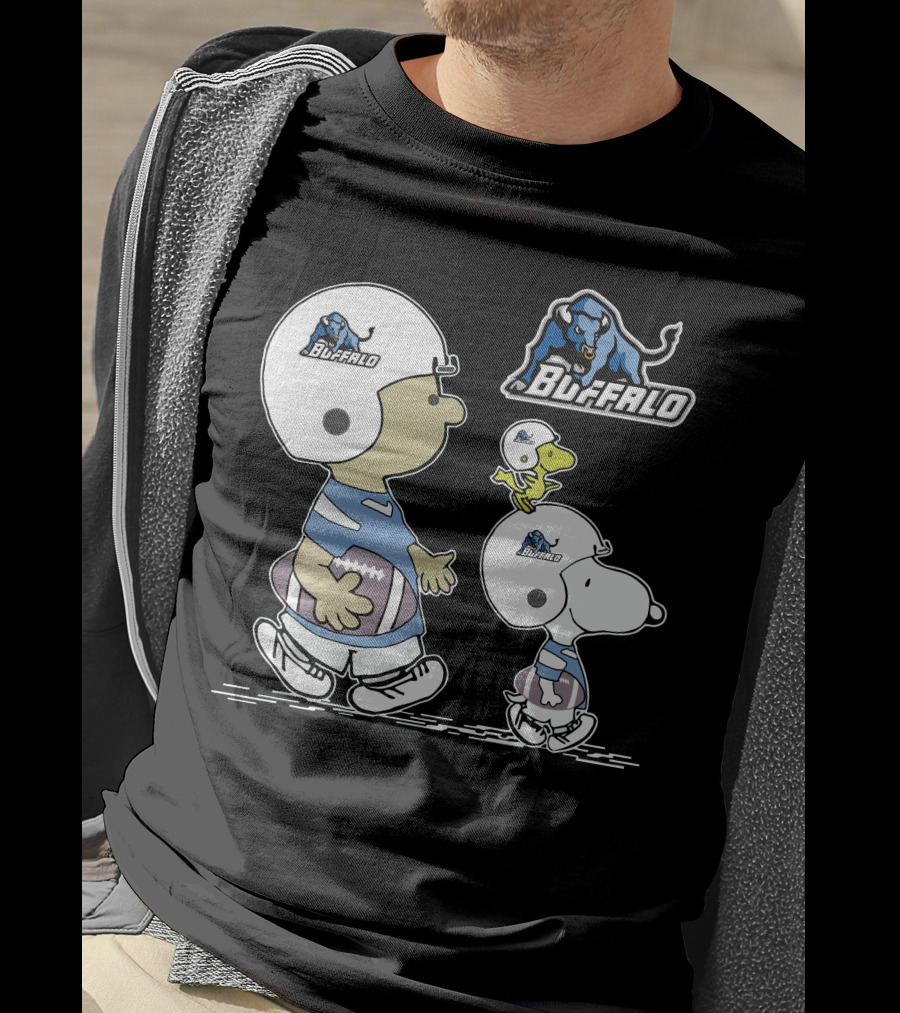 Buffalo Snoopy Peanuts Football Players With Helmets And Football T-Shirt