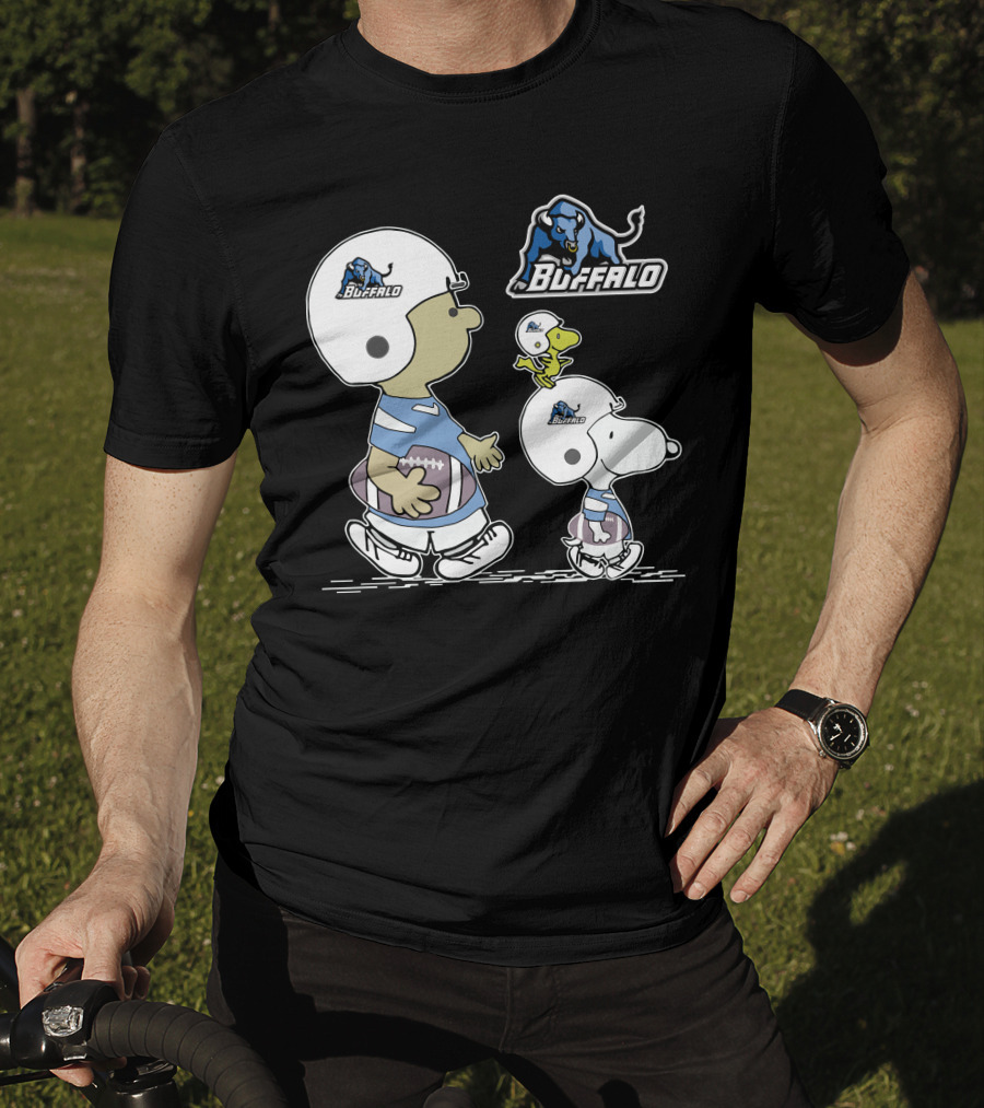 Buffalo Snoopy Peanuts Football Players With Helmets And Football T-Shirt