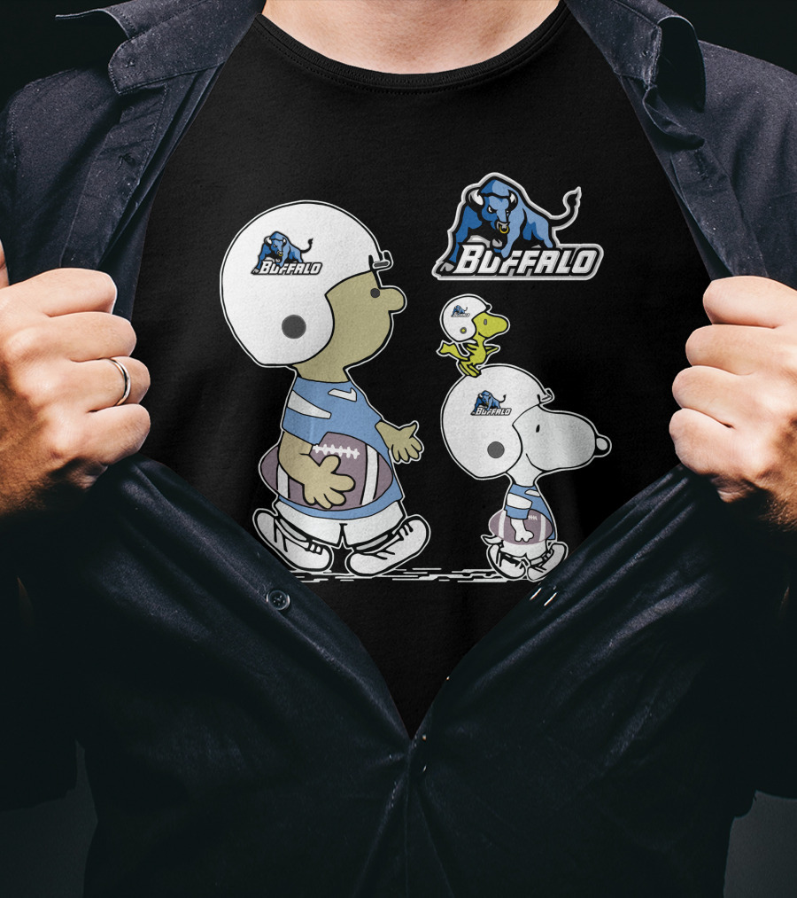Buffalo Snoopy Peanuts Football Players With Helmets And Football T-Shirt