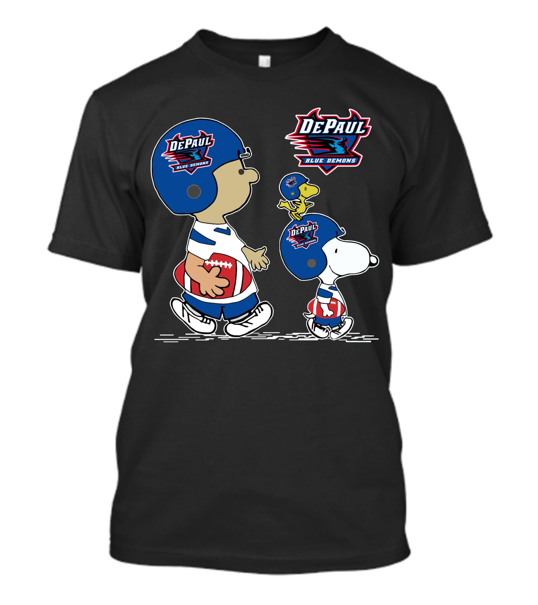 DePaul Blue Demons Snoopy And Woodstock Football Helmets T-Shirt