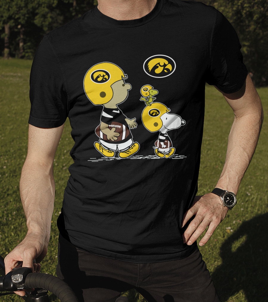 Iowa Hawkeyes Snoopy Football Peanuts Characters With Helmets T-Shirt