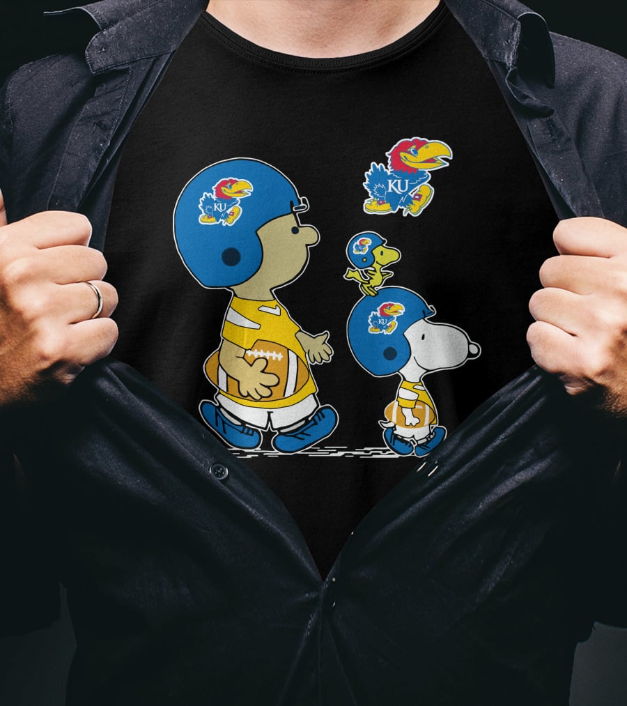 Kansas Jayhawks Snoopy Football Peanuts Characters T-Shirt